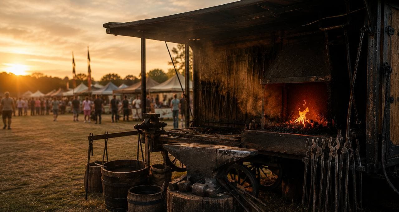 Ukázka kování na festivalu